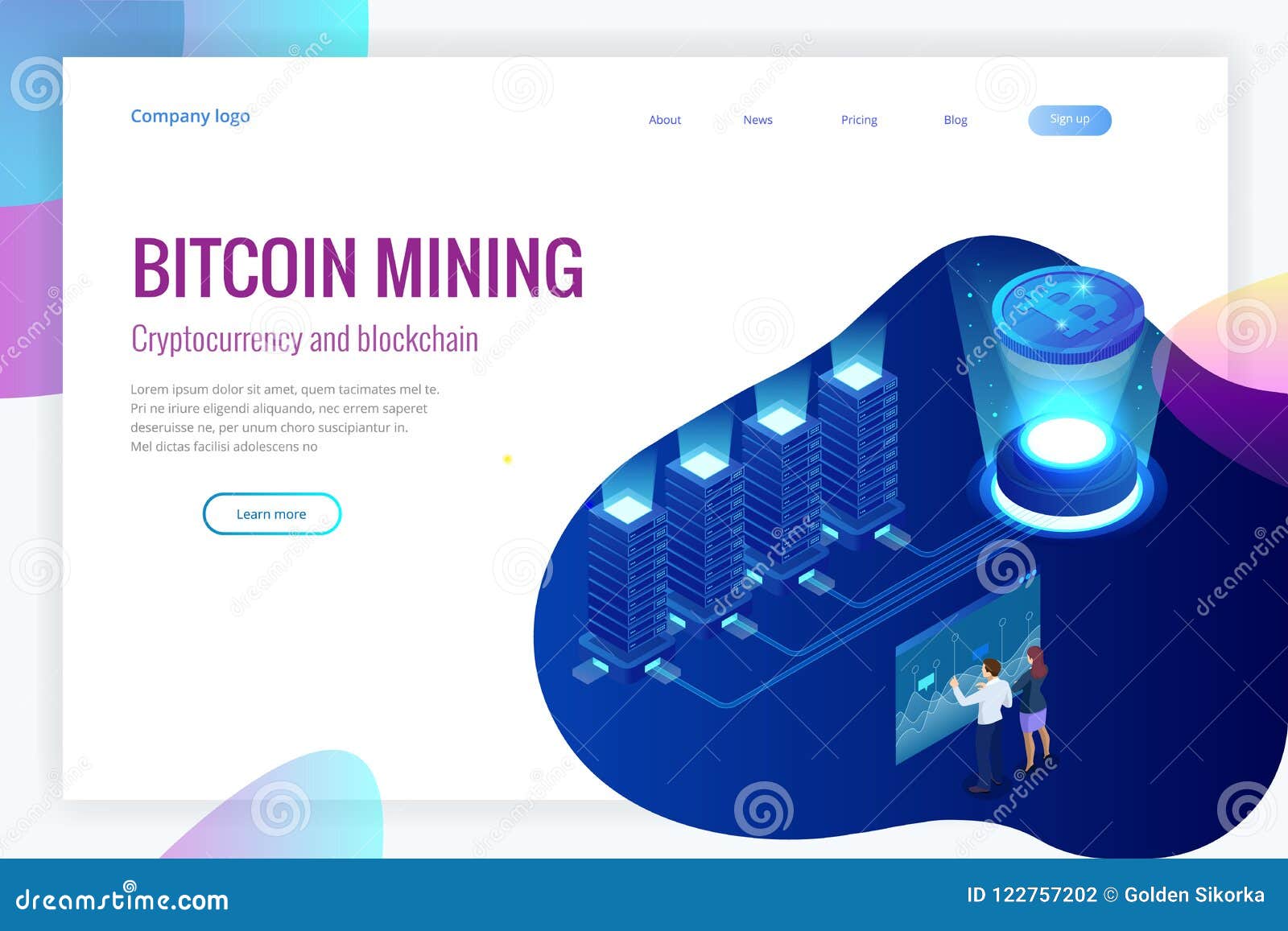 Isometric Bitcoin Mining Concept Cryptocurrency And Blockchain - 